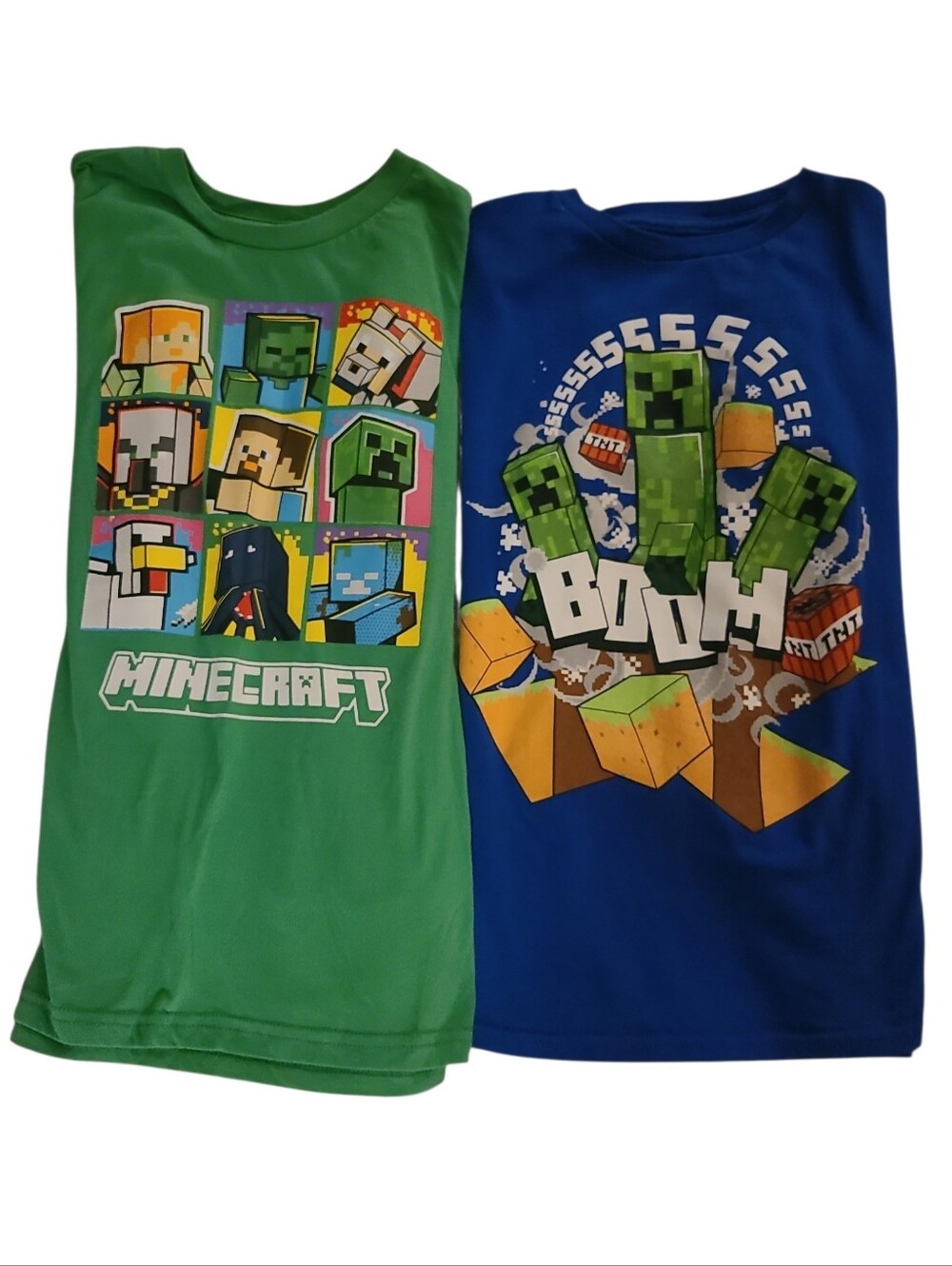 Minecraft Gamer Long Sleeve T-shirt Bundle Green & Blue Sz Medium